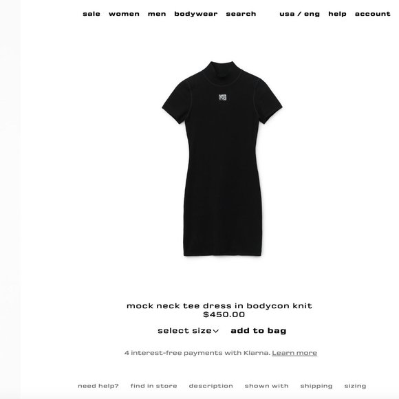 Alexander Wang mock neck tee dress in bodycon knit - Picture 4 of 8